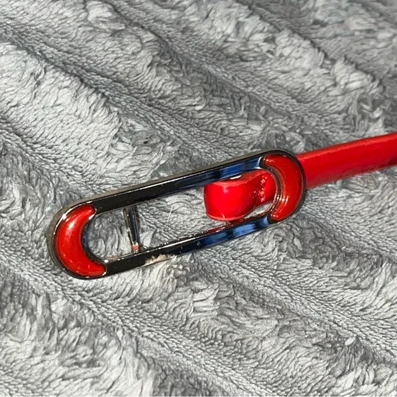 80s Vintage Skinny Red Patent Leather Belt 47” Length - Picture 7 of 7